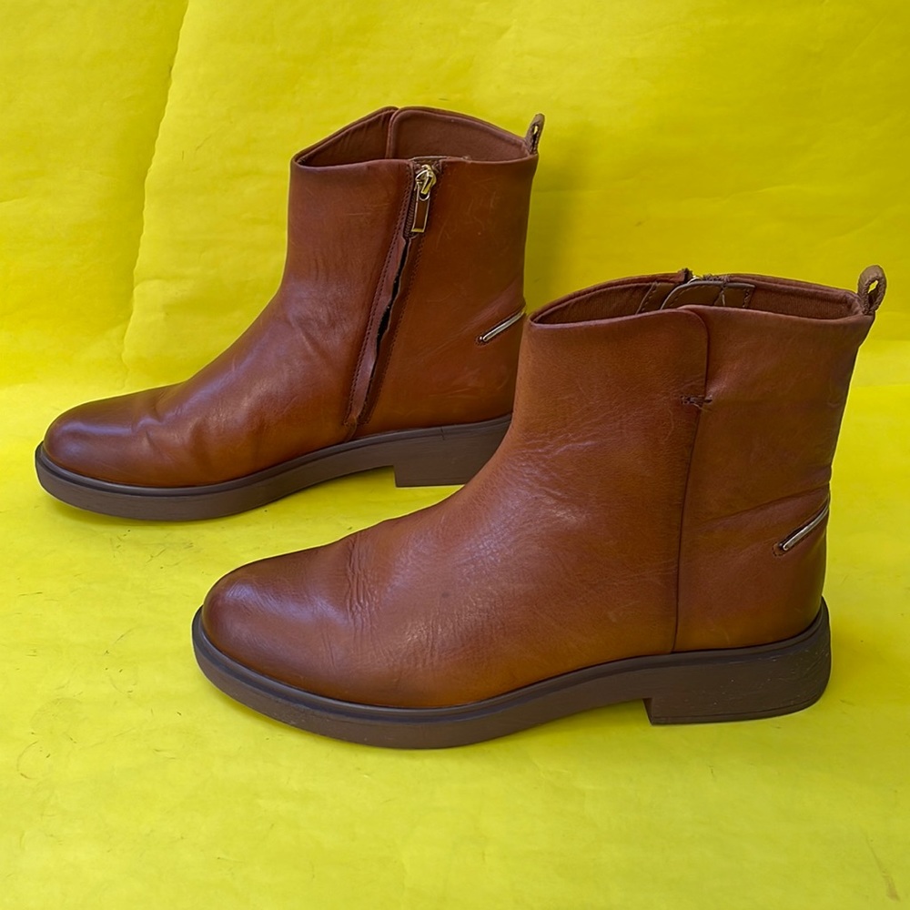 Reddish/brown Franco Sarto distressed leather chunky booties